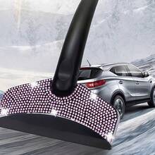 1pc Diamond Embedded Car Snow Shovel, Winter Ice Scraper Tool, Non-Slip Handle, Easy To Operate, Diamond Decor Enhances Appearance, Suitable For All Vehicles, Efficient And Convenient Snow And Ice Removal, Automotive Winter Essential, Combines Aesthetics And Practicality - Multicolor - View 2