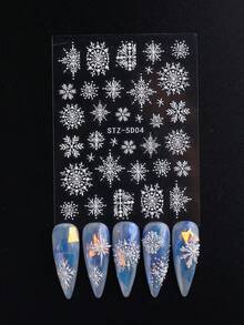 3 件圣诞鹿 5D 浮雕指甲贴纸鹿心毛衣雪花白色美甲图案自粘贴花美甲滑块美甲用品冬季新年 DIY 设计 - 白色 - 查看 6