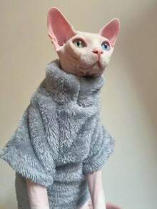 Pulover pentru pisici pentru casă, 5 culori disponibile, cald, solid, moale, polar, prietenos cu pielea, potrivit pentru pisica Sphynx și câinele mic - Gri - Vizualizare 12