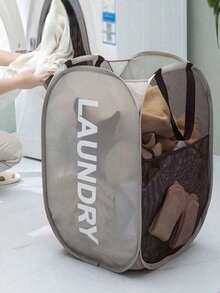 1pc Household Foldable Dirty Clothes Basket, Clothes Storage Basket ,Dirty Clothes Basket Barrel Laundry Basket Bathroom Dirty Clothes Storage Basket New Type Laundry Basket Foldable Popup Net Basket Dirty Clothes Basket With Handlelaundry Hamper,Washing Basketbathroom Organizer,Basket,Storage Basket,Foldable Laundry Basket - 彩色 - 查看 3