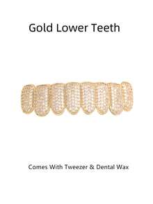 1pc/2pcs Elegant Copper Gold Plated Grillz GRILLS Teeth Teeth Braces For Halloween, Party & Easter Suitable For Men & Women - Multicolor - View 10