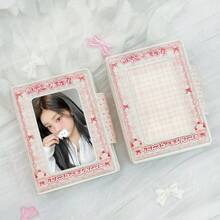 Porta-cartões fotográficos em formato de copo de sorvete de morango, estilo Kpop feminino, rosa com estrela e laço, em PU. Ideal para mini fotos de ídolos de 7,6 a 8,9 cm (3 a 3,5 polegadas). Estojo portátil de grande capacidade para guardar fotos de álbuns e colecionadores de photocards de ídolos.