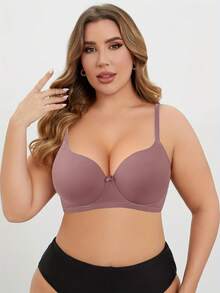 MIMILEMON Plus Size Pale Pink Women's Underwire Bra, Supportive & Comfortable - Dusty Pink - View 3