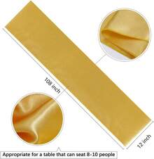 12-Pack Satin Table Runner Gold/Champagne/Red/Royal Blue/White/Rose Gold 12 X 108 Inches Long, Table Runners For Christmas, Birthday Parties, Banquets Decorations - Vàng - Xem 2