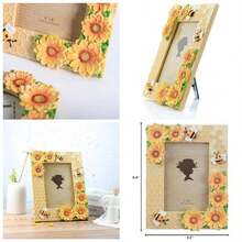 - Marco de fotos de resina con patrn de corazn rojo y rosa en en 3D, marco de fotos para computadora para el amante de San Valentn, 10.16x 15.24 - Girasol + 4X6 pulgadas - Ver 1