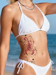 STARTTOOS Y2K Pink Scorpion Starlight Pattern Large Arm Tattoo Sticker, DIY Rave Party Holiday Gift Sexy Thigh Chest Abdomen Back Body Skin Temporary Tattoo Sticker - Multicolor - View 3
