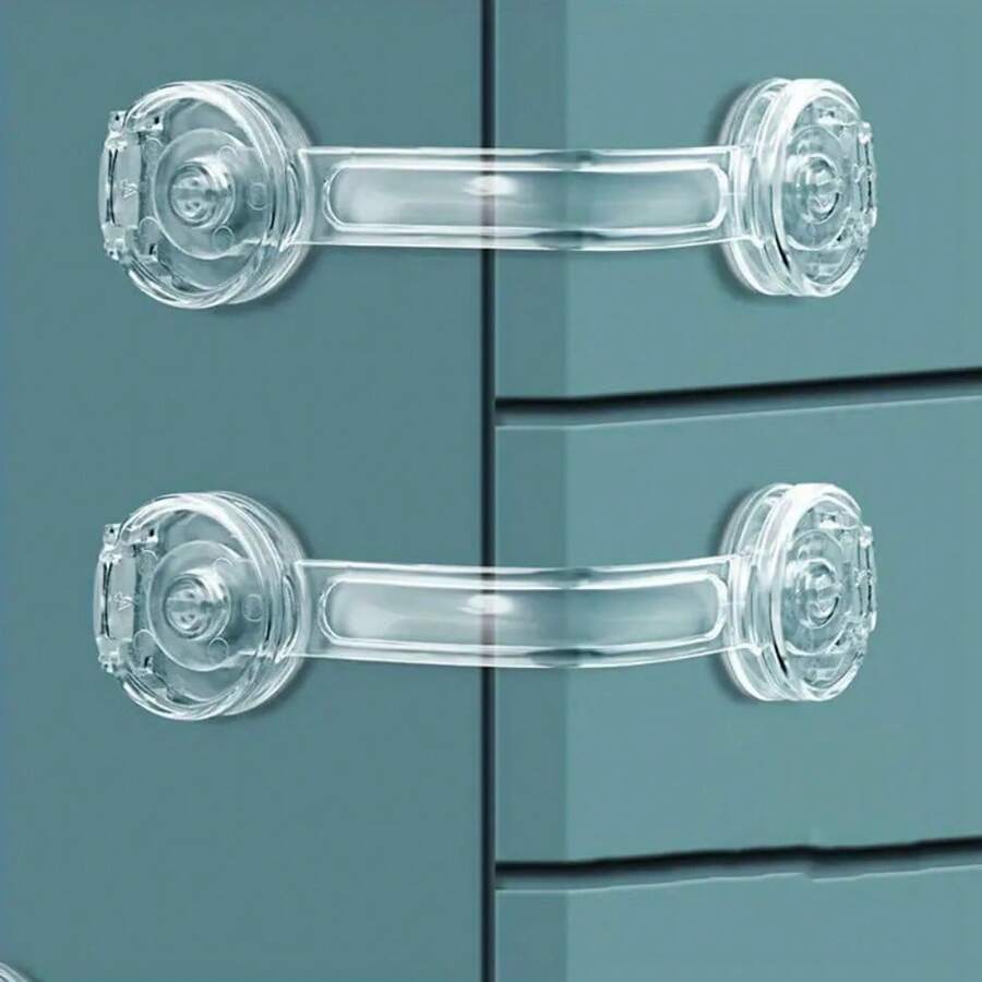 1/3/5件透明安全抽屉锁，易于安装，耐用材质，防开启和防夹保护，适用于橱柜、冰箱、浴室和卫生间