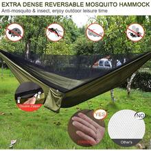 Camping Hammock With Rain Fly Tarp And Mosquito Net Tent Tree Straps Portable Single Double Nylon Parachute Hammock Rainfly Set For Backpacking Hiking Travel Yard Outdoor Activities Green - 綠色 - 查看 3
