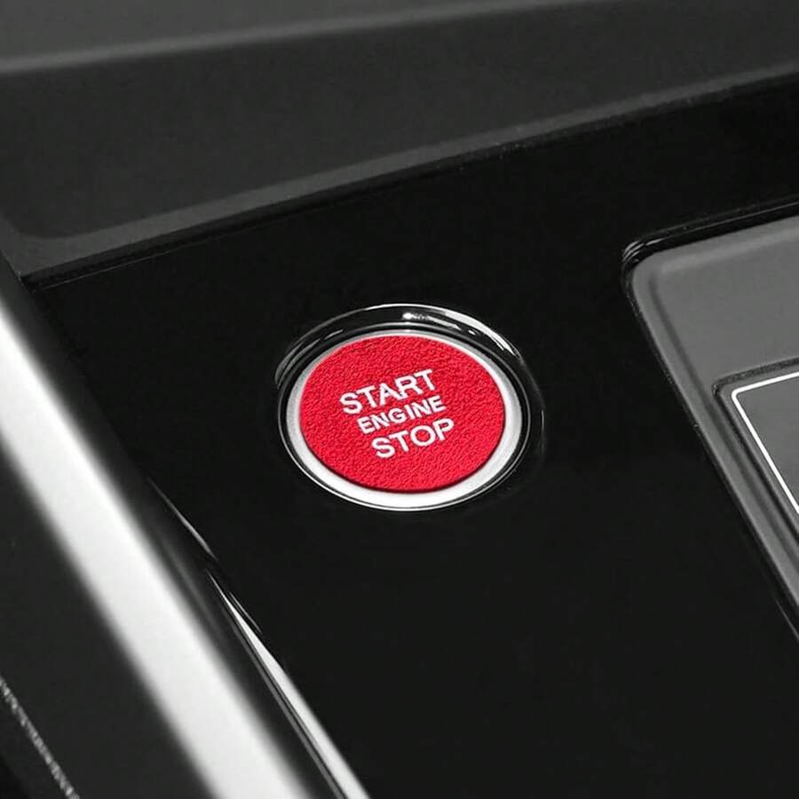 Car Engine Start Button Sticker Compatible With Audi A3 8Y S3 RS3 Sportback 2021-2025 For Alcantara Key Ignition Button Trim Interior Molding Accessories (Suede Red) - 絨面紅 - 查看 1