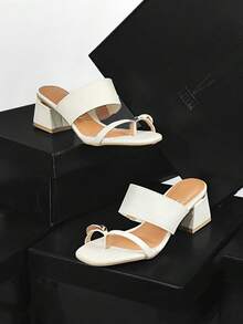 Vizzano Women's Block Heel Clog With Gold Detail And Ring On The Toe 6428148 - 白色 - 查看 1