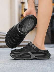 Men's Clogs Summer New Closed Toe Slippers Thick Sole Hollow Breathable Casual Sports Sandals For Men Students Campus Fashion Casual Fishing Driving Travel Youth Outdoor Beach Sand Water Wading Stream Crossing Driving Dual Use Soft Comfortable Slip-On Sandals Men's Plus Size 46 47 Unisex Couple Sandals Lightweight EVA Mesh Hollow Garden Sandals Bath Silent No Noise Men's Slippers Kitchen Chef Shoes Hospital Nurse Shoes Soft Sole Shock Absorption Design Elastic Sandals Men's Slippers - Black - View 5