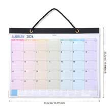 Calendario da parete 2026, pianificatore mensile di grandi dimensioni, calendario appeso a colori di grandi dimensioni, organizer portatile per date settimanali e giornaliere, copertina impermeabile per forniture per ufficio e casa, decorazione, pianificazione per il nuovo anno - Tagli Unica - Visualizzare 2