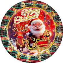 Platos Desechables Premium'' (19.2cm) Navidad – Paquete de 24 Piezas, Arbolito, Resistentes a Líquidos, Ecológicos y de Alta Calidad Para Toda Ocasión ARTEDISEÑO FIESTAS - Santa Trineo 2 - Ver 2