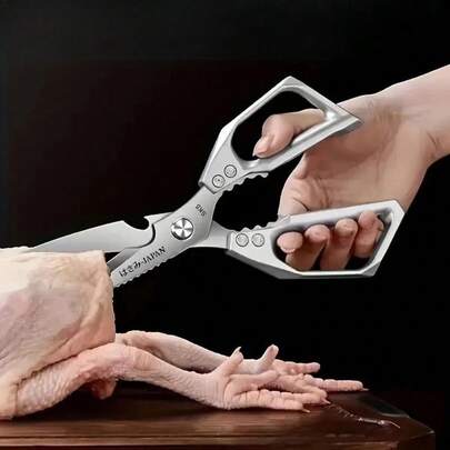 1PC Heavy-Duty Kitchen Scissors – Professional Stainless Steel Shears For Cutting Fish, Chicken & BBQ (9-Inch, Non- Grip)