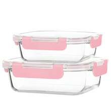 SHElN Glass Food Storage Container With High Borosilicate Glass, Leak-Proof Lids, And 10-Piece Set, Microwave & Oven For Kitchen, Fridge, And Office Use, Perfect For Families And Cooking Enthusiasts - Watermelon Pink - View 2