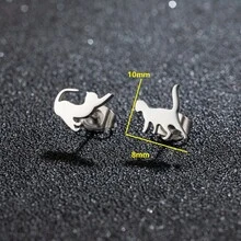 1 Đôi bông tai mèo nhỏ bằng thép không gỉ, bông tai hình mèo nhỏ dễ thương và tối giản, trang sức thời trang cho nữ - GED483 - Xem 3