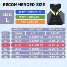 spraesidio Gilet de flottaison pour sports nautiques adultes, combinaison de flottabilité pour la pêche en plein air - Noir et vert - Voir 12