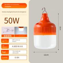 Lámpara de carga de 50W, linterna de emergencia para el hogar, lámpara de camping, bombilla LED recargable por USB, lámpara de tienda portátil, lámpara de trabajo - Naranja - Ver 12