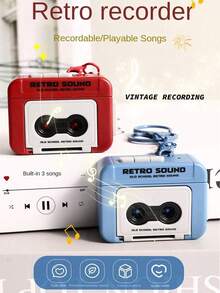 Retro Tape Recorder Keychain - 1 Piece Mini Vintage Cassette Player Charm PVC Audio-Themed Keyring Novelty Music Box Pendant Creative Small Gift Item Non-Metallic Unplated Gifts For Women - Multicolor - View 2