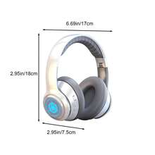 Bluetooth Wireless Headphones, Over-Ear Headphones, Active Noise-Cancelling Color LED Light Comfortable Foldable Headphones, Can Be Connected To A 3.5mm Audio Cable As DJ Monitoring Headphones, Aux Interface, Long Battery Life, High-Fidelity Stereo E-Sports Gaming Headphones, Suitable For/Tablet /PC/ Console/Mobile Phone/Birthday Travel Gift - 白色 - 查看 4