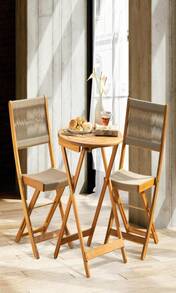 IDZO Wood Rope Design Heavy Duty 400lbs Capacity Patio Bistro Set 3 Piece Outdoor, Folding Chairs With Elegant - ColorA - View 1