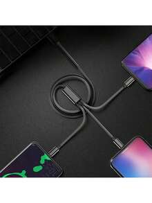 Cable de carga rápida 3 en 1, compatible con iPhone, teléfonos con puerto Type-C, teléfonos Android. Cable de carga USB trenzado de nailon, conector USB universal de carga rápida a Lightning/Type-C/Micro USB, compatible con Samsung y talla grande, cable de datos de carga rápida USB, cable de carga multifunción, cable de carga colorido Type-C/Micro, regalo de Navidad/regalo para el hogar - Multicolor - Ver 3