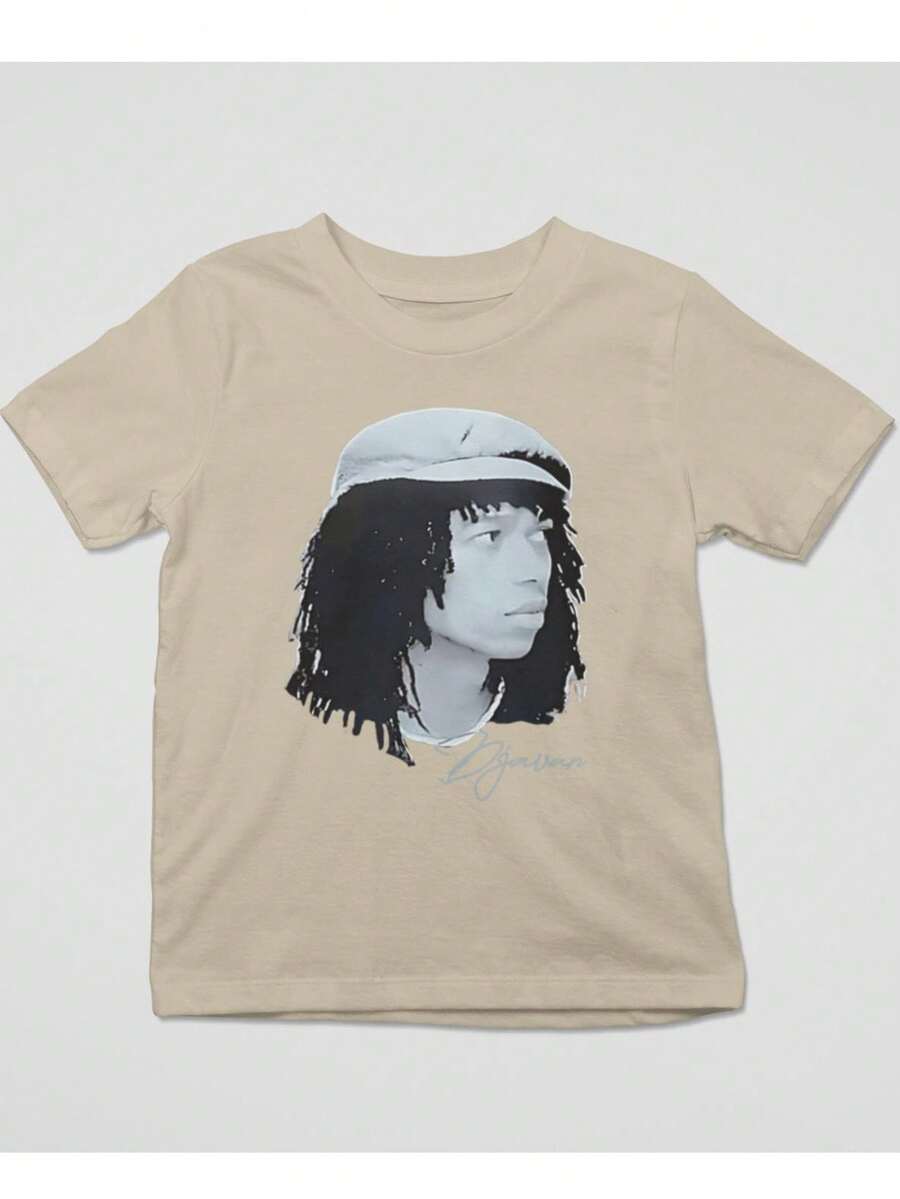 Basic T-Shirt With Djavan Print, New Model - Cappuccino - View 1