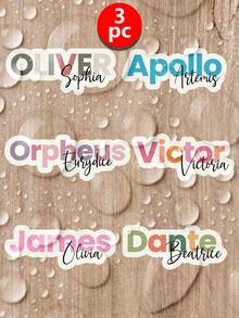 1/3/10pcs Personalized Name Label Stickers, Colorful Cartoon Font Waterproof Text Stickers For Water Bottles And Personal Items - Multicolor - View 45