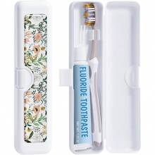 Toothbrush Travel Case - Pattern, Holder And Covers For Toothbrushes, Includes Tongue Scraper Case - 白花 - 查看 6