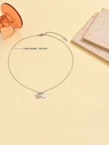 1 chiếc vòng cổ mặt trái tim đôi màu thép mới, quà tặng thời trang Hàn Quốc cho bạn gái, thích hợp để đeo hàng ngày - Màu thép 8 - Xem 4