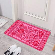 1-Piece Super Absorbent Diatomite Bath Mat Set Floral Pattern Pink Rug Fast Drying Anti-Slip Soft Carpet For Bathroom Shower Laundry Room Kitchen All Season Home Decor Bathroom Accessories - 藍色 - 查看 3