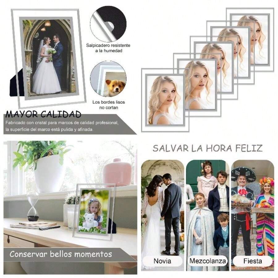 5 Piezas Marcos para Fotos de Acrlico, Marcos de Fotos de Alta Transparencia, Porta Retratos para Fotos, Pared, Escritorio, Hogar, Oficina5x7inch - 5x7 pulgadas - Ver 1