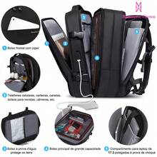 ROMANTIC CROWN Men's And Women's Waterproof Travel Backpack, Reinforced Executive, For Laptop - màu đen - Xem 2