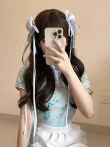 2 Stück glänzende Haarspangen im Palaststil aus Polyester, inspiriert vom Cheongsam, chinesischer Stil Dutt-Accessoires, süße Lolita-Haarspange, geeignet für alle Jahreszeiten, Haarspange, Haarclips, Kopfaccessoires, Sommer, Urlaub, Reise - Verschiedenfarbig - Übersicht 7