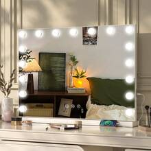 60cm Make-Up Table Mirror NEW Vanity Lighted Mirror Dimmable 3 Color - Putih - View 1