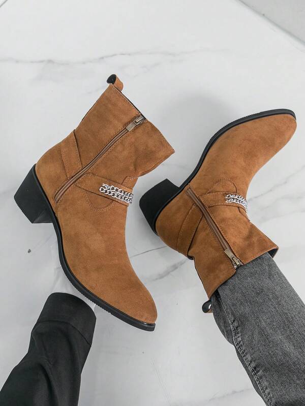 Men's Mid-Top Derby Boots, Flat Non-Slip Suitable For Outdoor, Business Casual, Riding