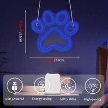 [Cute Paw Sign] Soft Blue Cute Paw Neon Sign | USB/Battery Powered LED Wall Art, Perfect For Home Decor, Bedrooms, Living Rooms, Parties, And Gifts