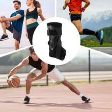 Ankle Support Brace, Elastic Compression Sleeve Sport Relieve Pain Foot Stabilizer, Black - 黑色 L - 查看 6