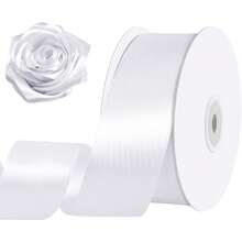 Double Faced White Satin Ribbon 1 1/2 Inch 60 Yards Polyester Ribbon For Flower Floral Arrangement Gift Wrapping Chair Cheer Bows Wedding Invitation Bride Sash  Shower Party Favors,23939275 - 白色 - 查看 1