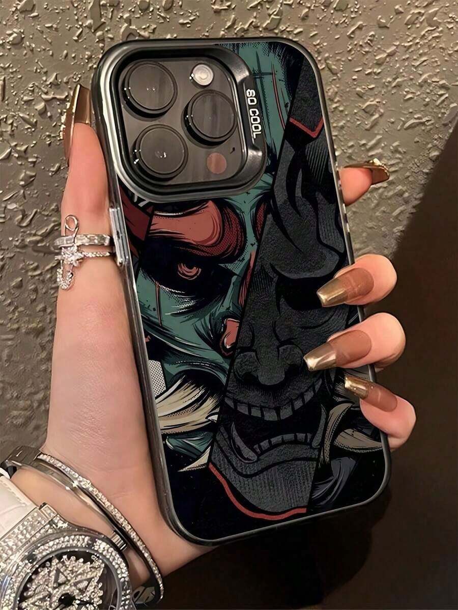 1pc Black Anime Cartoon Pattern TPU Shockproof Phone Case Compatible With IPhone Apple 16, 15, 14, 13, 12, 11 Pro Max Waterproof Anti-Fall Scratch Resistant - 1pc - 查看 1