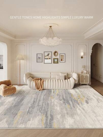 1pc, Nordic INS Style - Modern Minimalist - Geometric Striped Abstract Art - Area Rug, Light Color, 100% Polyester, Morocco - Classic Faux Wool Material, Home Carpet, Suitable For Living Room, Bedroom, Dorm, Entryway, Patio, Machine Washable All Season Large Size Mat, Aesthetic Home Decor