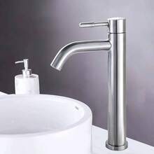 Mezcladora Monomando para Lavabo, Grifo para Lavabo de Bao, Mezcladora para Lavabo, Llaves para Lavabo Bao Acero Inoxidable con Lneas de Suministro, Nquel Cepillado, SP - 10022 - Alto + Níquel Cepillado - Ver 5