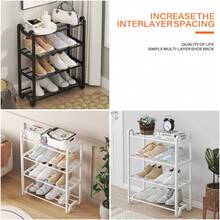 Simple Shoe Rack, 4-Tier Shoe Organizer, Metal Storage Shelf For Closet,Entryway, Bedroom, Black And White - trắng - Xem 3