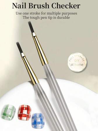 1 st fransk rutig nagelkonstpensel - linjemönsterteckningspenna för DIY UV-gelförlängningsmålningstillbehör