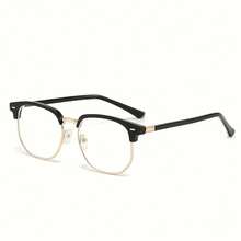 1pc Retro Irregular Brow‑Line Decorative Eyewear For Young Ladies, Features Unique Curved Irregular Frame Silhouette With Vintage Streamlined Outline, Comfortable Wearing Experience And Distinctive Artistic Vibe, Versatile Styling Ornament For Daily Outfit Matching, Perfect For Summer Daily Styling, Seaside Beach Leisure Look, Graduation Season Outfit Collocation, Casual Travel Trips, Holiday Vacation Relaxing Moments And Outdoor Camping Gatherings, 2026 New All‑Match Accessory To Add Individual Retro Charm To Your Personal Dressing Style - Black and Gold - View 10