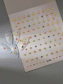 1pc Colorful Starry Sticker, Glossy Golden Foil Nail Art Decoration, Fashionable Six-Pointed Star Design For Nails - Nhiều màu - Xem 5