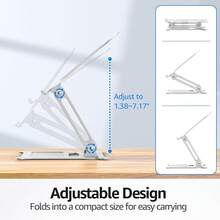 Laptop Stand For Desk, Adjustable Laptop Riser, Metal Foldable Computer Stand Holder Portable Notebook Mount, Ventilated Cooling Printer Stand Compatible With 10-15.6" Laptops - B級銀 - 查看 3