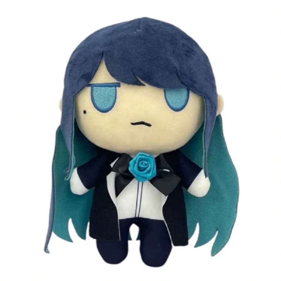Muñeca de peluche Ado Hibana, modelo kawaii, cantante japonesa, traje azul, anime, tamaño 18 cm, juguete suave para niños y colección, decoración de habitaciones, regalo original, modelo coleccionable, alta calidad de fabricación - Ado (Ojos Cerrados) - Ver 1