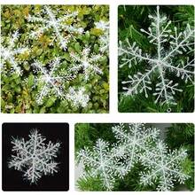 3-Piece Brushed Snowflake Plastic Christmas Tree Ambiance Decorations Hanging Ornaments With Twisted Thread - trắng - Xem 1