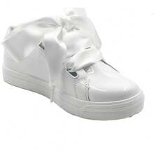Satin Ribbon Flat Shoelaces For Sneakers - 10 Colors 6 Sizes 32mm Wide Premium Replacement Laces - 1 Pair Pack - 白色 - 查看 4